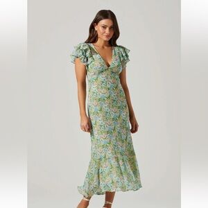 Astr Floral Maxi Dress with Ruffle Sleeves